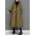 Green Plaid Fine Cotton Filled coats drawstring Zip Up Winter