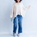 beige white fashion knit sweaters plus size casual ruffles sweater