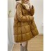 Simple Yellow Hooded Mink Hair Patchwork Duck Down Winter down coat