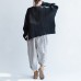 autumn black cotton cable knit sweater plus size side open fashion sweater