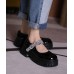 Black Flat Shoes Buckle Strap Platform Flat Shoes