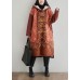 Oriental Red Hooded Embroideried Warm Fleece Fine Cotton Filled coats Winter